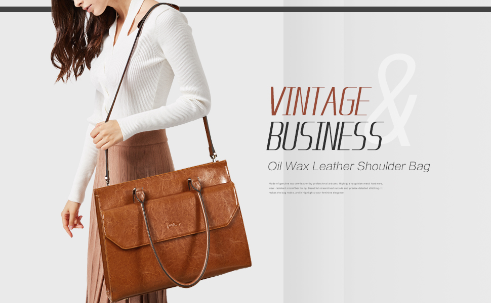 Amazon.com | CLUCI Briefcase for Women Oil Wax Leather Vintage